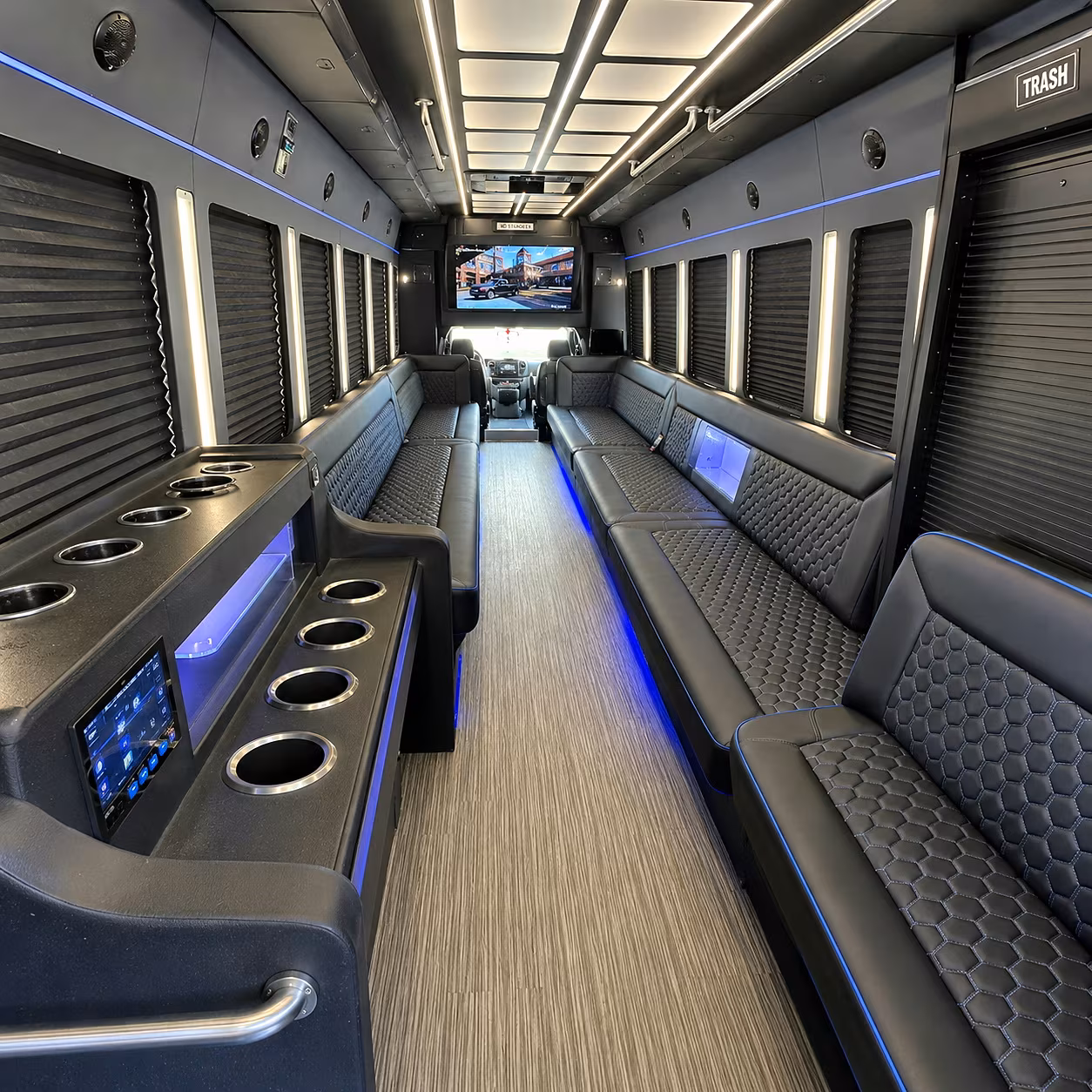 Syracuse Wedding Transportation party bus interior